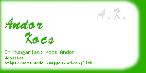 andor kocs business card